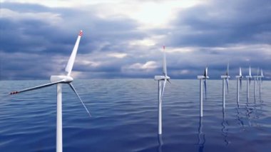 Rüzgar jeneratörleri çiftliği okyanus sorunsuz döngü içinde