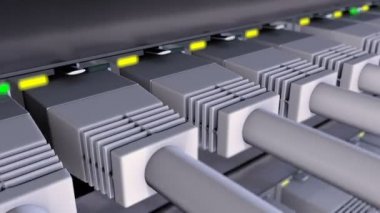 Ağ anahtarı döngü için Rj45 konektörler takılı