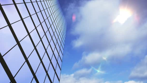 Grattacielo sullo sfondo del ciclo nuvole — Video Stock
