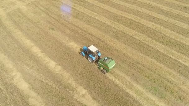 Images aériennes du dron du tracteur agricole sur le terrain 