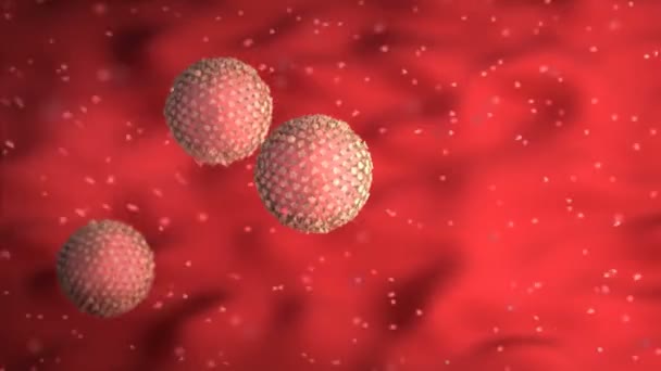 Des cellules de coronavirus d'animation 3D se déplacent dans la veine — Video