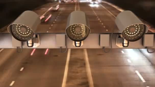 Caméras de sécurité sont installés au-dessus de l'autoroute pour la surveillance de la circulation, Timelapse — Video