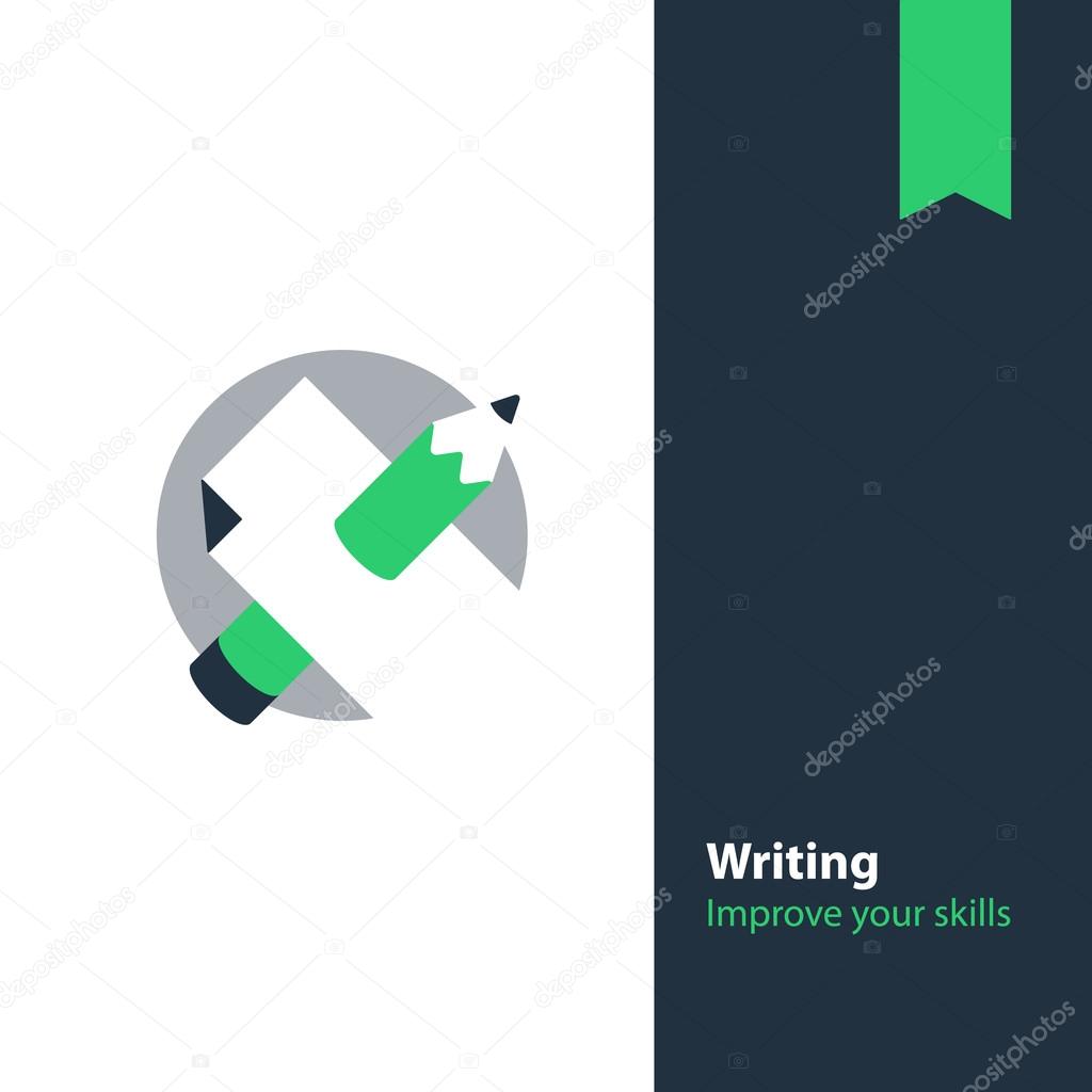 Writing education concept. Flat design vector illustration
