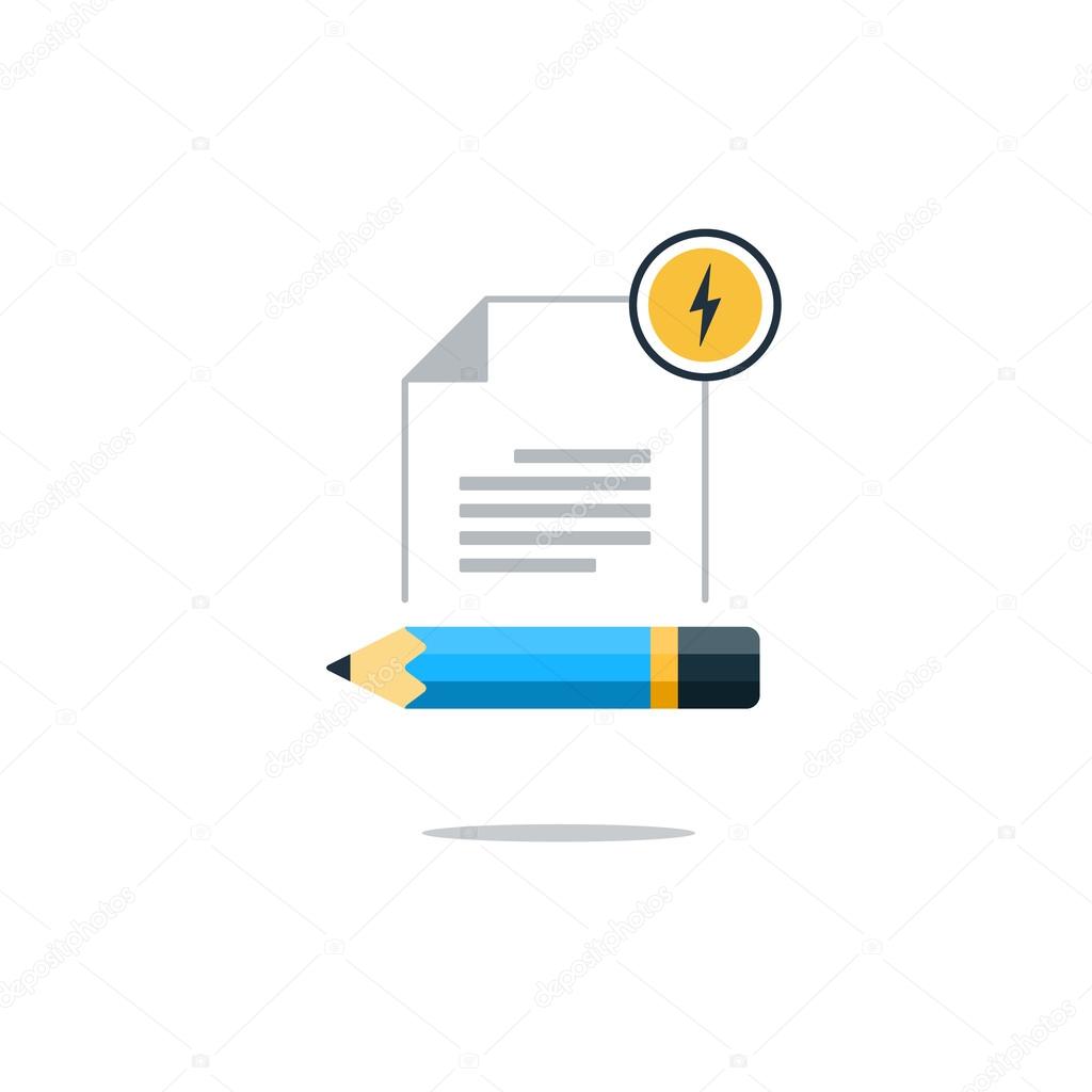 Writing education concept. Flat design vector illustration