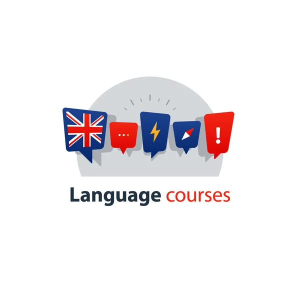Рекламная концепция курсов английского языка. Свободное владение иностранным языком — стоковый вектор