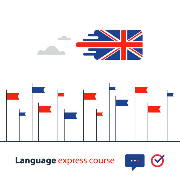 English language courses advertising concept. Fluent speaking foreign language
