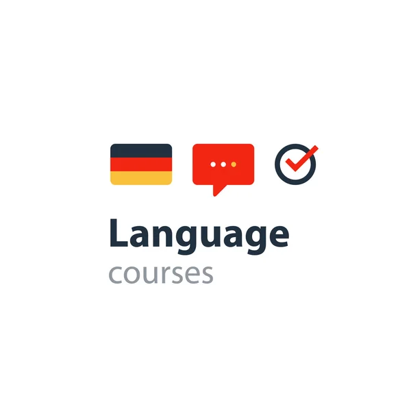 L'allemand comme langue seconde. Parler couramment, cours de langue étrangère — Image vectorielle