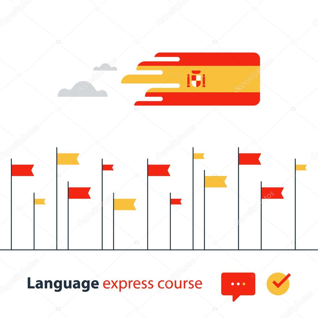 Spanish language courses advertising concept. Fluent speaking foreign language