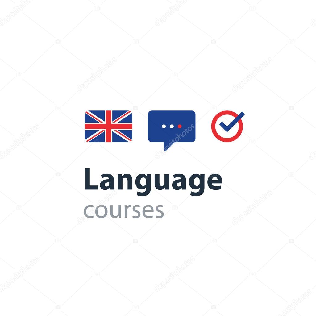 Advertising concept lingual classes. Flat design vector illustration