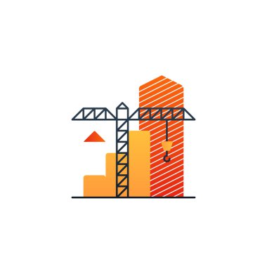 Gayrimenkul yatırım, inşaat illüstrasyon, gelir büyüme altında