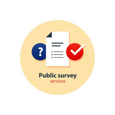 Danışmanlık Hizmetleri, özel ders ve rehberlik simgeleri Questionair, anket kavramı,