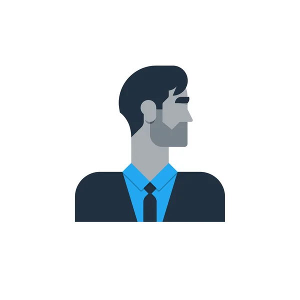 Homme d'affaires en costume, vue de côté, tured head, employé de bureau, gestionnaire — Image vectorielle
