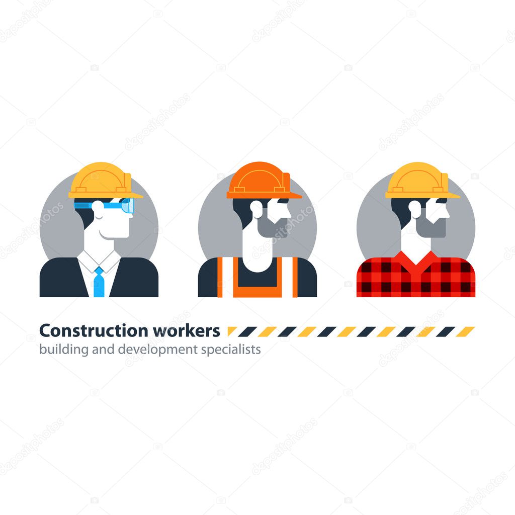 Builder man side view construction worker labor force, contractor occupation job