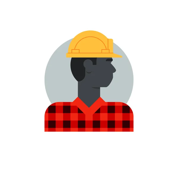 Hombre negro, vista lateral trabajador de la construcción, mano de obra, trabajo de ocupación contratista — Vector de stock