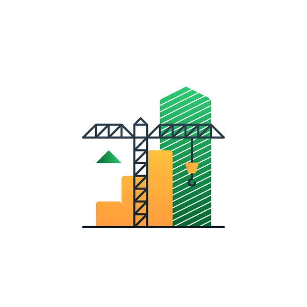 Inversión inmobiliaria, en construcción ilustración, crecimiento de la renta — Vector de stock