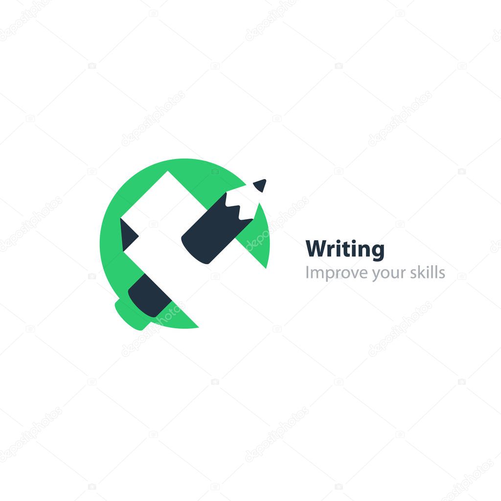 Writing education concept. Flat design vector illustration