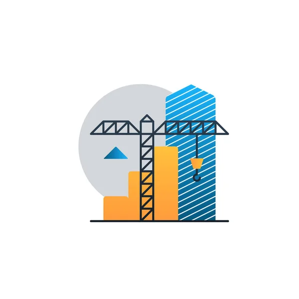 Inversión inmobiliaria, en construcción ilustración, crecimiento de la renta — Vector de stock