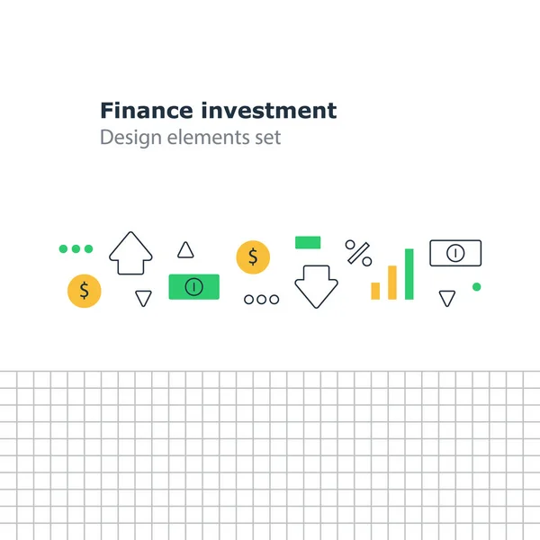 金融投资概念，挣的钱战略图标，经济学教育矢量 — 图库矢量图片