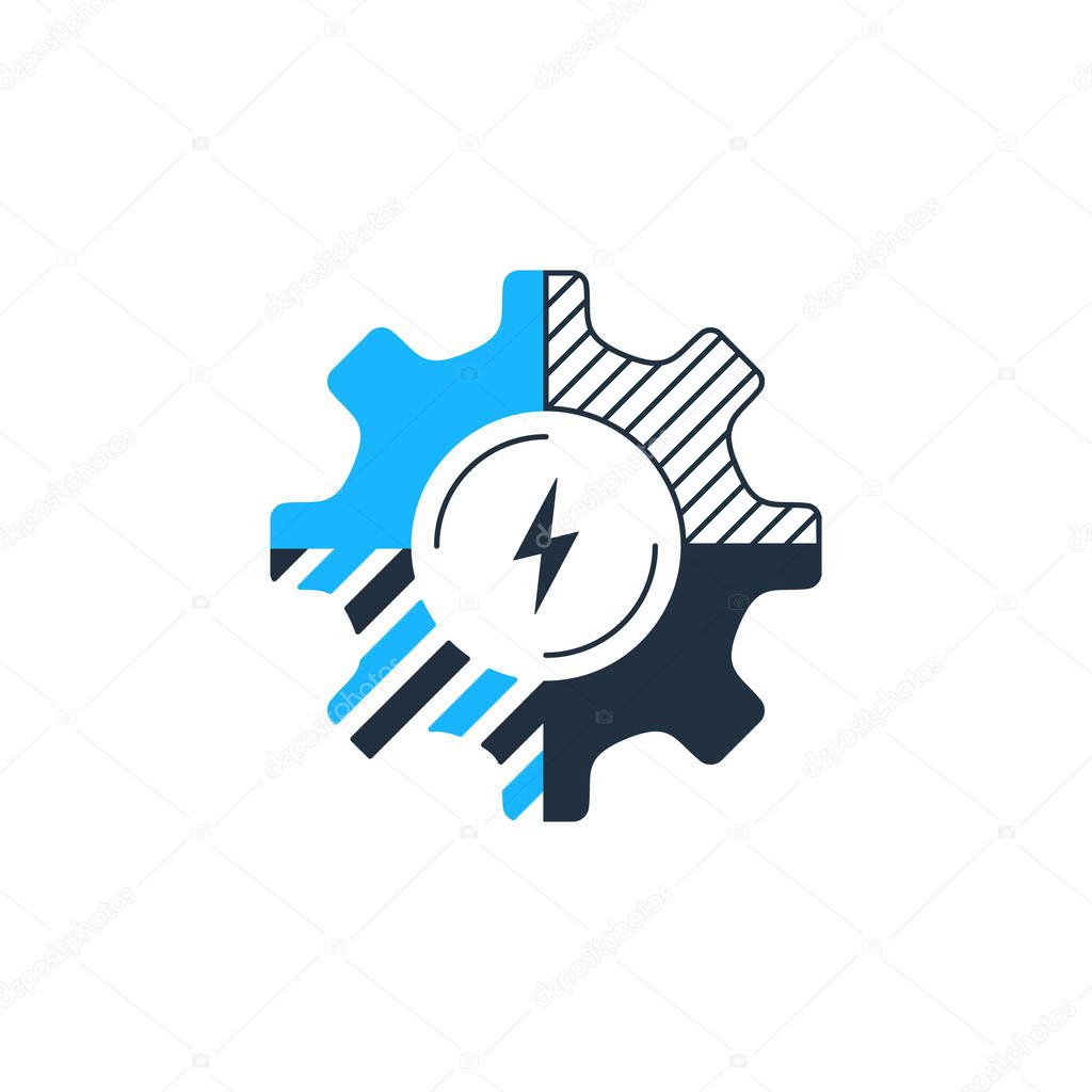 Technology business concept logo. Finances and development strategy. Construction and innovation icon. System integration. Flat design vector illustration