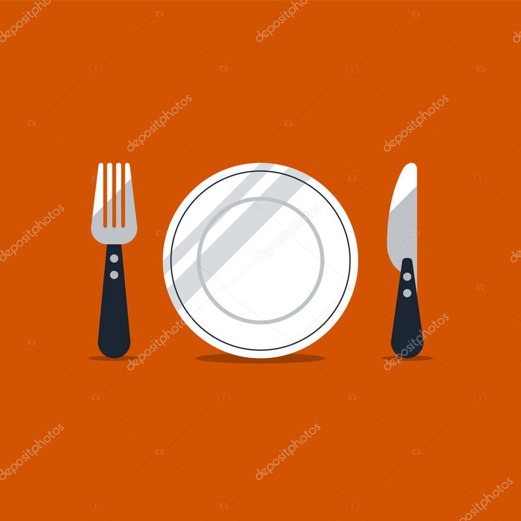 Fork and knife icons, lunch time concept, vector illustration