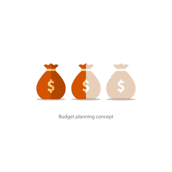 Financial investment plan, budget management, money deficiency, expenses vector — Stock Vector