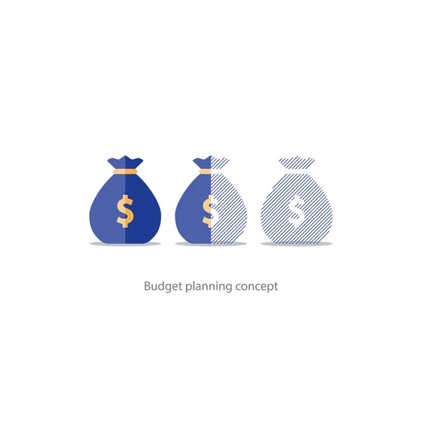 金融投资计划、 预算管理、 资金不足、 费用矢量 — 图库矢量图片