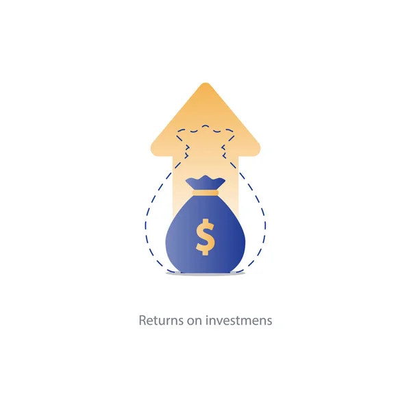 Finanças e gestão de investimentos, planeamento orçamental, juros compostos, rendimentos —  Vetores de Stock