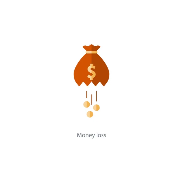 Léchage d'argent, perte de crise financière, gestion budgétaire, dépenses — Image vectorielle