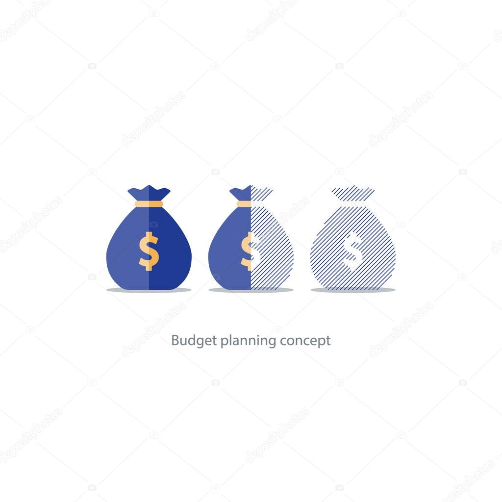 Financial investment plan, budget management, money deficiency, expenses vector