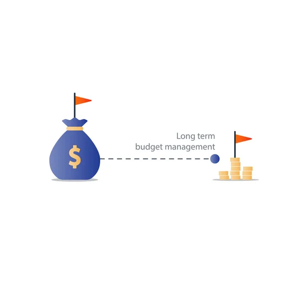 Віддалена майбутня фінансова ціль, значок плану бюджету, приносить прибуток — стоковий вектор