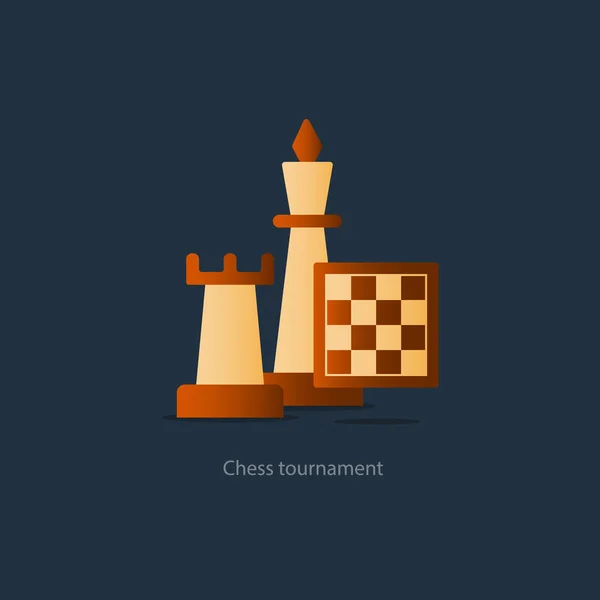 Débuts d'échecs, tournoi, club d'échecs, concept de stratégie — Image vectorielle