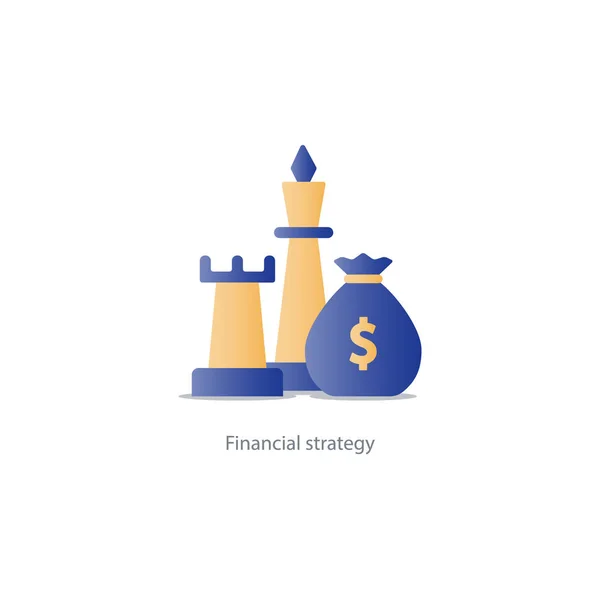 业务战略图标、 预算管理、 投资计划、 钱袋子 — 图库矢量图片
