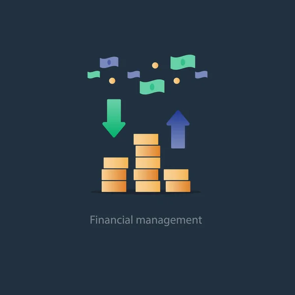 Finance a investiční management, plánování, složeného úroku, příjmy rozpočtu — Stockový vektor