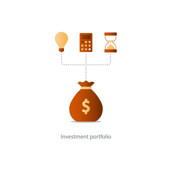 Finanse i zarządzanie inwestycjami, planowania, składanego, dochód budżetu — Wektor stockowy
