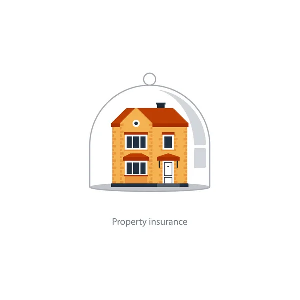 Icono de cobertura inmobiliaria, sistema de protección, seguridad, seguro de vivienda — Vector de stock