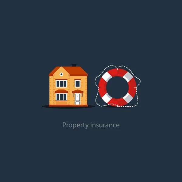 Icono de cobertura inmobiliaria, sistema de protección, seguridad, seguro de vivienda — Vector de stock