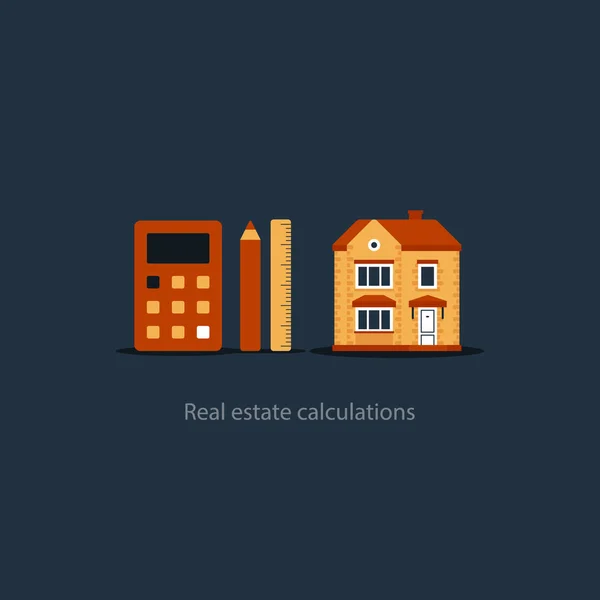 Calcul de l'entretien de la maison icône, frais de subsistance, plan d'investissement immobilier — Image vectorielle