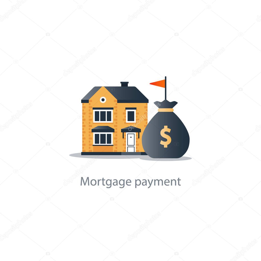 House budget icon, real estate investment, rent payment, buy new home, insurance