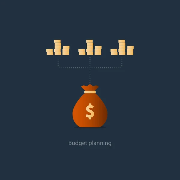 Finanças e gestão de investimentos, planeamento orçamental, juros compostos, rendimentos —  Vetores de Stock