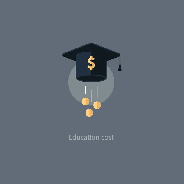 Beurs grant geld, onderwijs vergoeding pictogram, betaling kosten — Stockvector