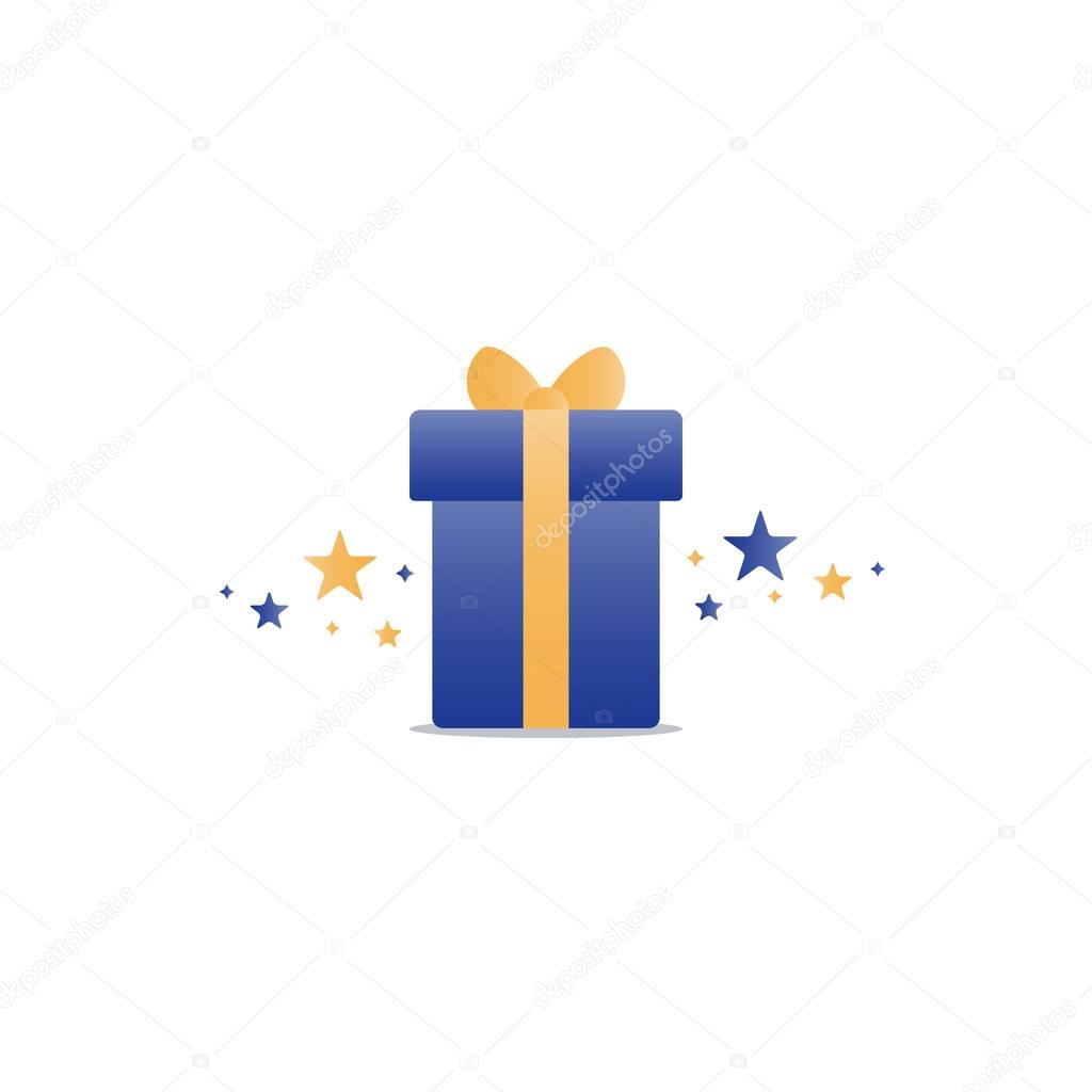 Congratulations gift box, perfect present, prize award icon