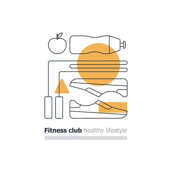 Sport activities concept fitness stuff set cardio training
