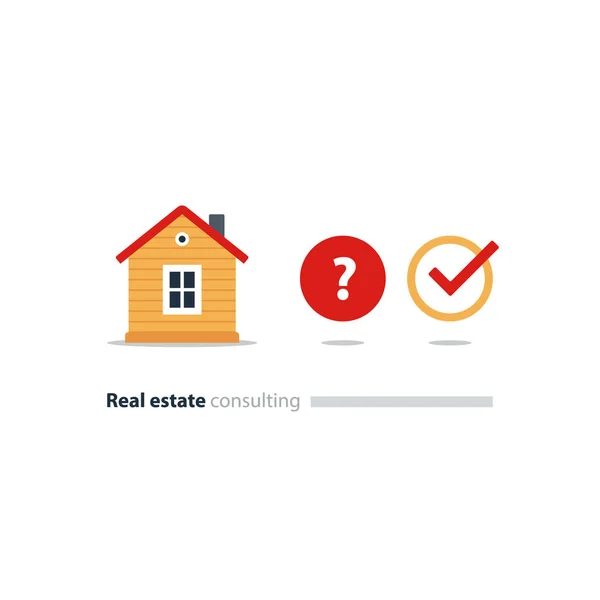 Concept d'approbation de prêt hypothécaire, solution d'entretien ménager, icône de la maison — Image vectorielle
