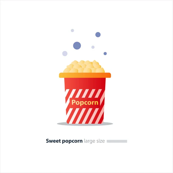 Große rote Schachtel mit Popcorn — Stockvektor