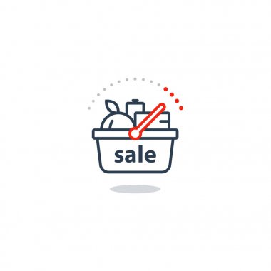 Yemek Sepeti, bakkal sipariş, dükkan Satılık özel teklif satırı simgesi