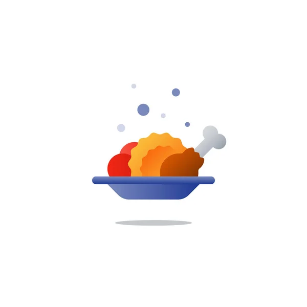 Lunch plaat, smakelijk diner, hoofdgerecht pictogram — Stockvector