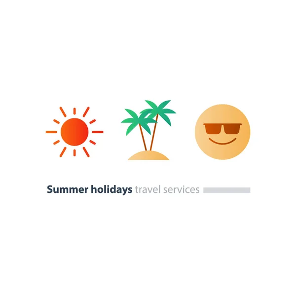 Conjunto de ícones de férias sul, viagens de temporada, feriados felizes —  Vetores de Stock