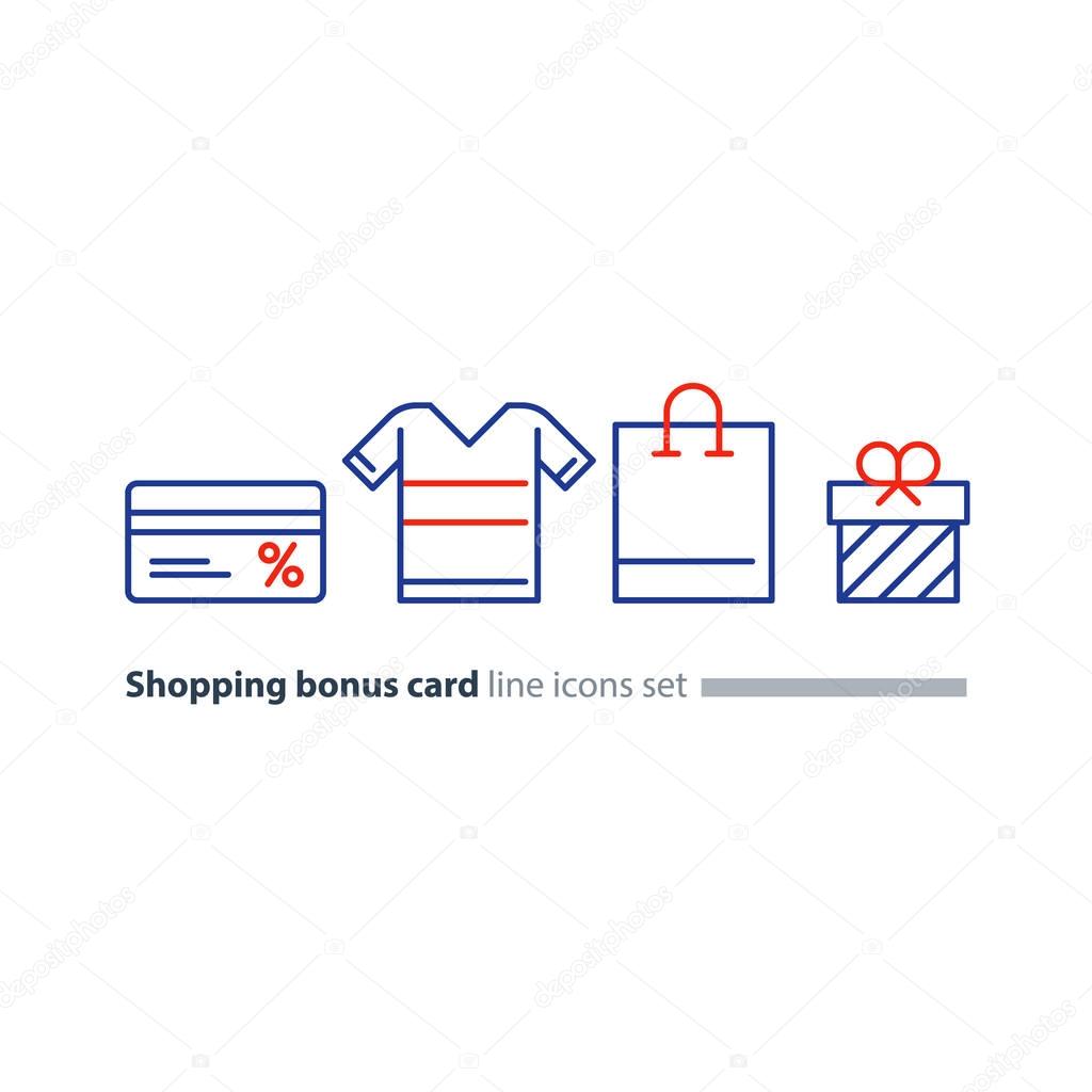Shopping special offer, bonus card loyalty program concept