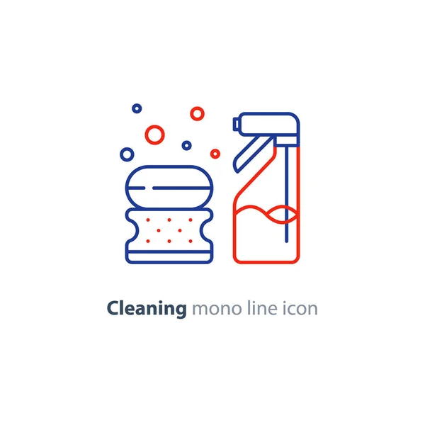 Set di oggetti sanitari, articoli e servizi per la pulizia, icone della linea — Vettoriale Stock