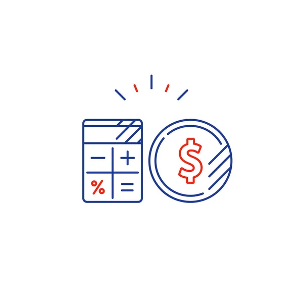 Plan de negocios, pagar gastos, calcular el presupuesto icono de línea de gasto — Archivo Imágenes Vectoriales